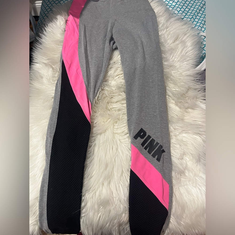 gray and pink “pink” yoga pants